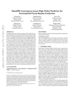 MetaFBP: Learning to Learn High-Order Predictor for Personalized Facial
  Beauty Prediction