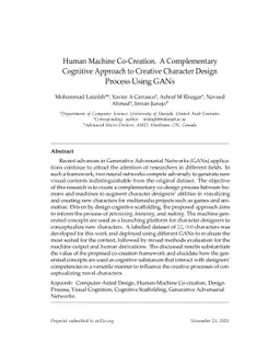 Human Machine Co-Creation. A Complementary Cognitive Approach to
  Creative Character Design Process Using GANs