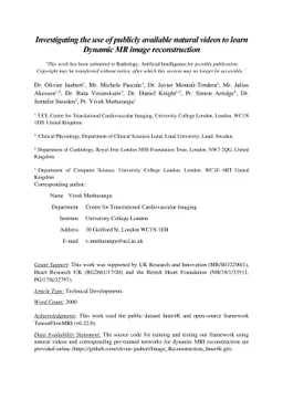 Investigating the use of publicly available natural videos to learn
  Dynamic MR image reconstruction