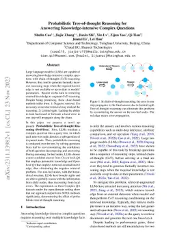 Probabilistic Tree-of-thought Reasoning for Answering
  Knowledge-intensive Complex Questions