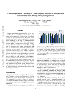 Combining inherent knowledge of vision-language models with unsupervised
  domain adaptation through self-knowledge distillation