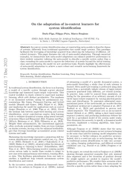 On the adaptation of in-context learners for system identification