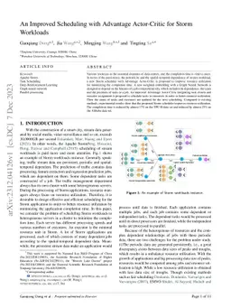 An Improved Scheduling with Advantage Actor-Critic for Storm Workloads