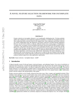 A novel feature selection framework for incomplete data
