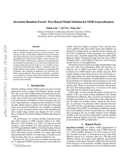 Invariant Random Forest: Tree-Based Model Solution for OOD
  Generalization