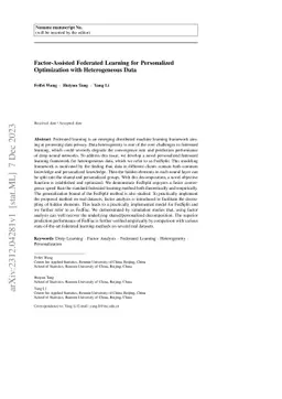 Factor-Assisted Federated Learning for Personalized Optimization with Heterogeneous Data