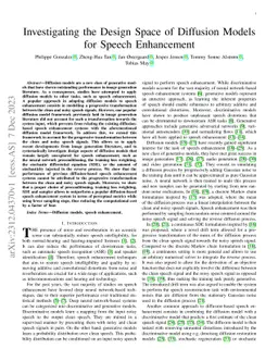 Investigating the Design Space of Diffusion Models for Speech
  Enhancement