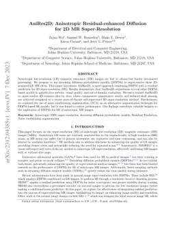 AniRes2D: Anisotropic Residual-enhanced Diffusion for 2D MR
  Super-Resolution