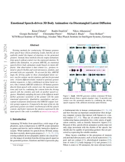 Emotional Speech-driven 3D Body Animation via Disentangled Latent
  Diffusion