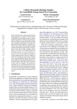 A Block Metropolis-Hastings Sampler for Controllable Energy-based Text
  Generation