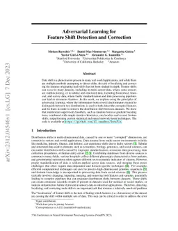 Adversarial Learning for Feature Shift Detection and Correction