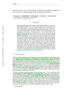 Sim-to-Real Causal Transfer: A Metric Learning Approach to Causally-Aware Interaction Representations