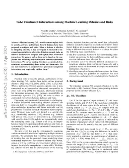 SoK: Unintended Interactions among Machine Learning Defenses and Risks