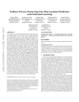 FedGeo: Privacy-Preserving User Next Location Prediction with Federated
  Learning