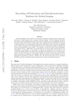 Reconciling AI Performance and Data Reconstruction Resilience for
  Medical Imaging