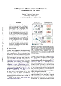 Self-Supervised Behavior Cloned Transformers are Path Crawlers for Text
  Games