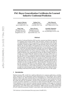 PAC-Bayes Generalization Certificates for Learned Inductive Conformal
  Prediction