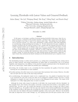 Learning Thresholds with Latent Values and Censored Feedback