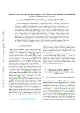 Application of machine learning technique for a fast forecast of
  aggregation kinetics in space-inhomogeneous systems