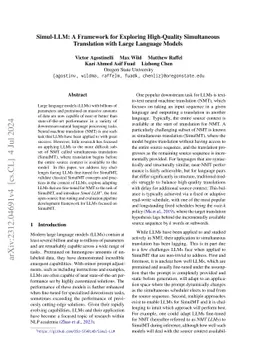 Simul-LLM: A Framework for Exploring High-Quality Simultaneous
  Translation with Large Language Models