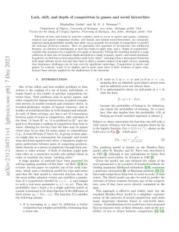 Luck, skill, and depth of competition in games and social hierarchies