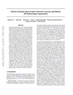 E2ENet: Dynamic Sparse Feature Fusion for Accurate and Efficient 3D Medical Image Segmentation