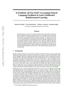 Is Feedback All You Need? Leveraging Natural Language Feedback in
  Goal-Conditioned Reinforcement Learning