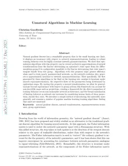 Unnatural Algorithms in Machine Learning