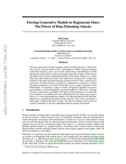 Forcing Generative Models to Degenerate Ones: The Power of Data
  Poisoning Attacks