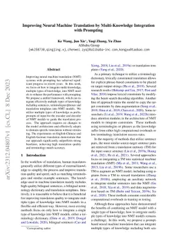 Improving Neural Machine Translation by Multi-Knowledge Integration with
  Prompting