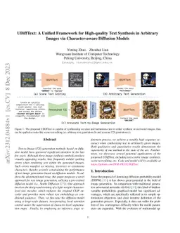 UDiffText: A Unified Framework for High-quality Text Synthesis in
  Arbitrary Images via Character-aware Diffusion Models