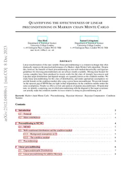 Quantifying the effectiveness of linear preconditioning in Markov chain
  Monte Carlo