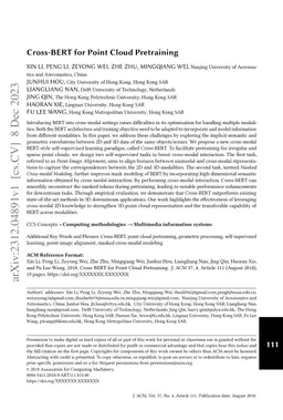 Cross-BERT for Point Cloud Pretraining