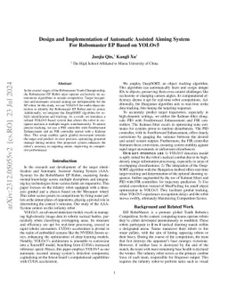 Design and Implementation of Automatic Assisted Aiming System For
  Robomaster EP Based on YOLOv5