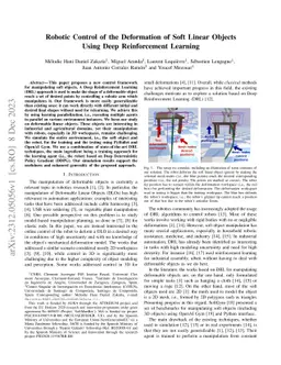 Robotic Control of the Deformation of Soft Linear Objects Using Deep
  Reinforcement Learning
