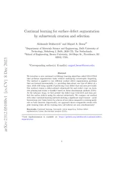 Continual learning for surface defect segmentation by subnetwork
  creation and selection