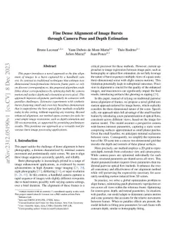 Fine Dense Alignment of Image Bursts through Camera Pose and Depth
  Estimation
