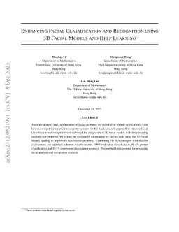 Enhancing Facial Classification and Recognition using 3D Facial Models and Deep Learning