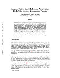 Language Models, Agent Models, and World Models: The LAW for Machine
  Reasoning and Planning