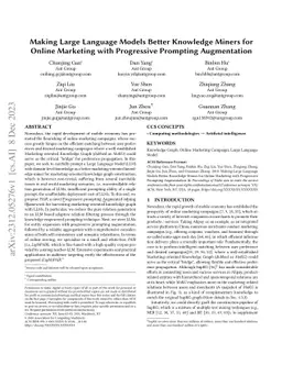 Making Large Language Models Better Knowledge Miners for Online Marketing with Progressive Prompting Augmentation