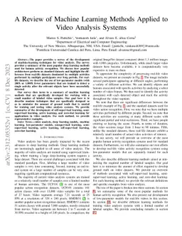 A Review of Machine Learning Methods Applied to Video Analysis Systems