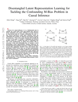 Disentangled Latent Representation Learning for Tackling the Confounding
  M-Bias Problem in Causal Inference