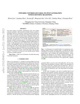 Towards Controlled Table-to-Text Generation with Scientific Reasoning