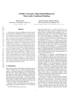 CMMD: Contrastive Multi-Modal Diffusion for Video-Audio Conditional
  Modeling