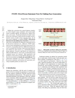 FT2TF: First-Person Statement Text-To-Talking Face Generation