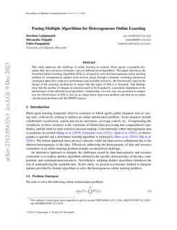 Fusing Multiple Algorithms for Heterogeneous Online Learning