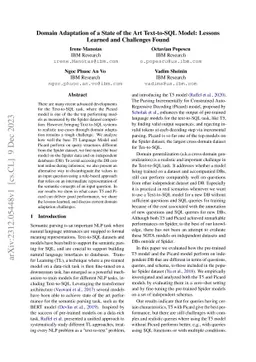 Domain Adaptation of a State of the Art Text-to-SQL Model: Lessons
  Learned and Challenges Found