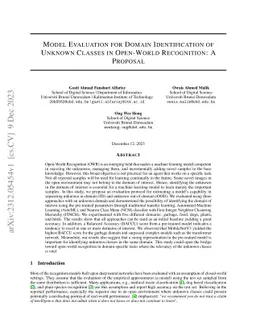 Model Evaluation for Domain Identification of Unknown Classes in
  Open-World Recognition: A Proposal