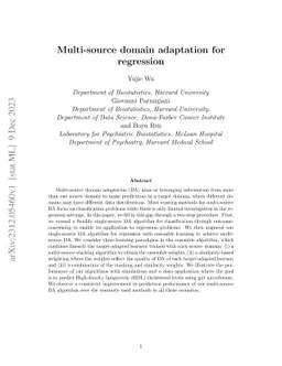 Multi-source domain adaptation for regression