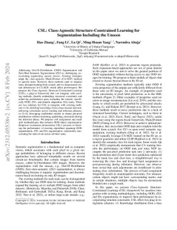 CSL: Class-Agnostic Structure-Constrained Learning for Segmentation
  Including the Unseen